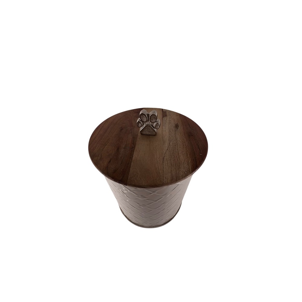 Unbranded Pet Treat Canister Dog Small/Medium Taupe Excellent Paw Print Lid - Picture 3 of 8